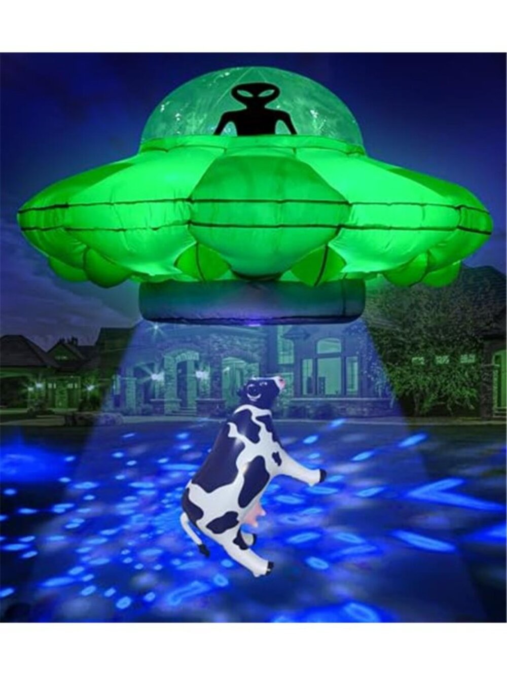 Alien Party Decorations 4.2FT Hanging UFO Cow Abduction Inflatable